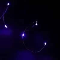 Гирлянда &laquo;Нить&raquo; 5 м роса, IP20, серебристая нить, 50 LED, батарейки CR2032&times;2 (в комплекте), свечение фиолетовое