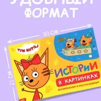 Книга детская &laquo;Истории в картинках. Воображаем и рассказываем&raquo;, А4, 16 стр., Три кота