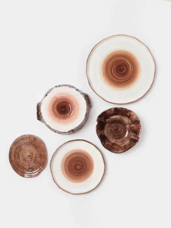 Блюдо для подачи Magistro Wood, 27.8&times;27.5&times;3 см, фарфор, коричневое