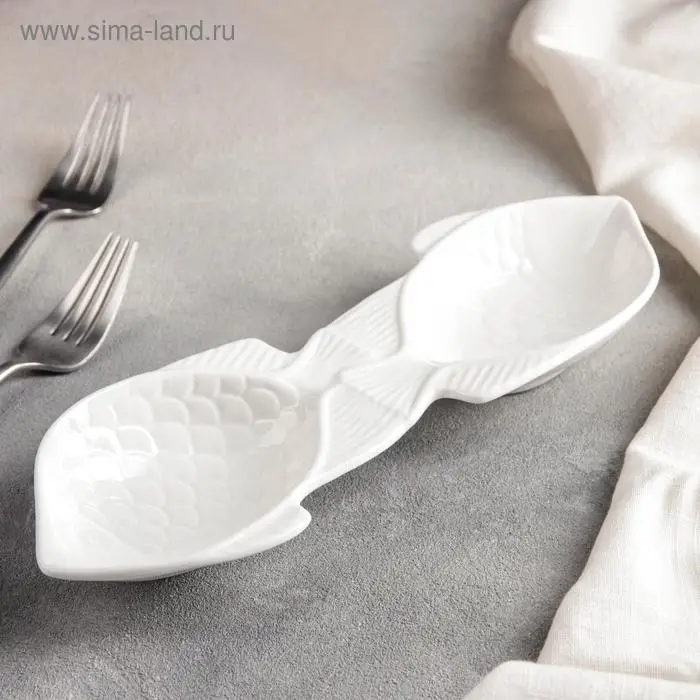 Менажница керамическая 2 ячейки «Рыбки», 27×9×3 см Менажница керамическая 2 ячейки «Рыбки», 27×9×3 см