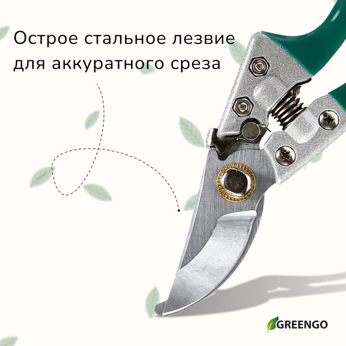 Секатор плоскостной, 8 Секатор плоскостной, 8" (20 см), обрезиненные ручки, Greengo