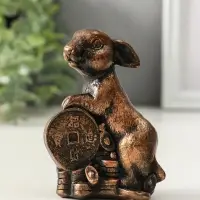 Фигура "Заяц на деньгах", высота 10 см, цвет винтажная бронза Фигура "Заяц на деньгах", высота 10 см, цвет винтажная бронза