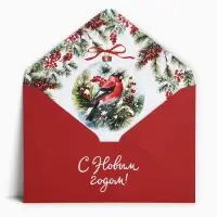 Подарочный конверт &laquo;С Новым годом&raquo;, снегирь, 16&times;11 см