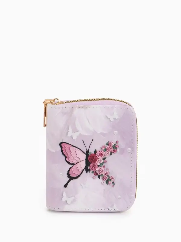 Кошелёк женский на молнии, 8.5&times;2.5&times;10.5 см, розовый