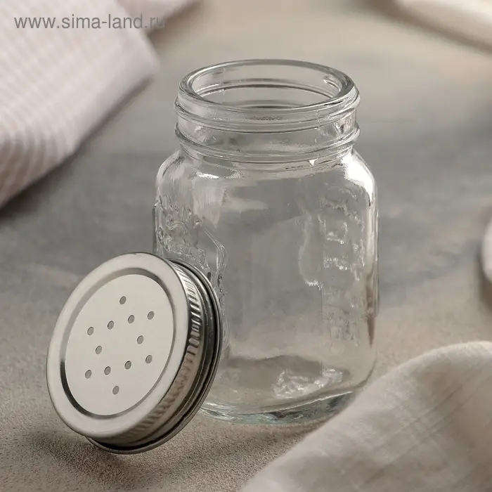 Солонка стеклянная «Банка», 100 мл, 7×5,5×8,5 см, рисунок МИКС Солонка стеклянная «Банка», 100 мл, 7×5,5×8,5 см, рисунок МИКС