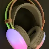 Наушники беспроводные, полноразмерные, Mybit W-33, RGB подсветка, Bluetooth 5.3, 800 мАч, Type-C, RGB подсветка, розовые