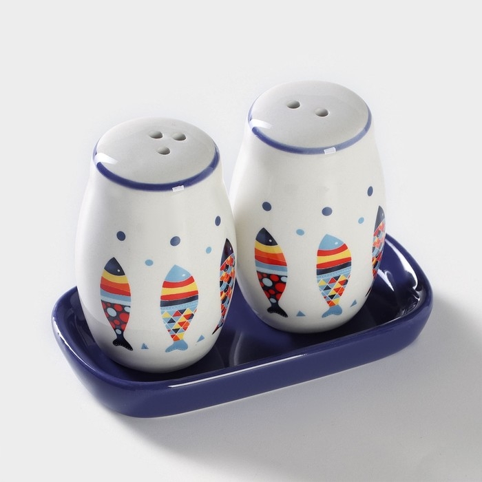 Набор для специй Доляна «Емеля», 2 предмета: солонка, перечница, 130 мл Набор для специй Доляна «Емеля», 2 предмета: солонка, перечница, 130 мл