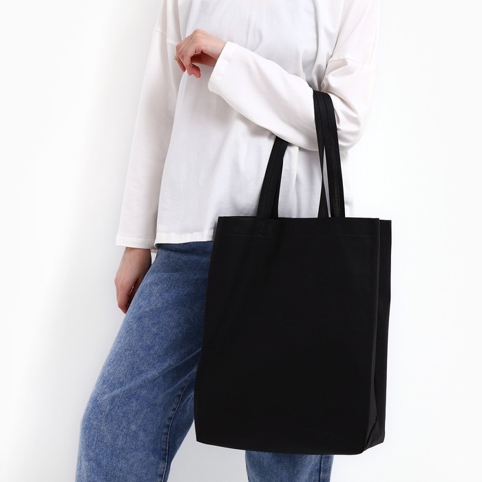 Шопер (пакет) шоппер, 42х10х30 см, однотонный, без подклада, чёрный Шопер (пакет) шоппер, 42х10х30 см, однотонный, без подклада, чёрный