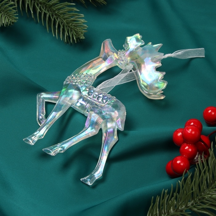Украшение ёлочное Украшение ёлочное "Гордый олень" 13х8 см, прозрачный перелив