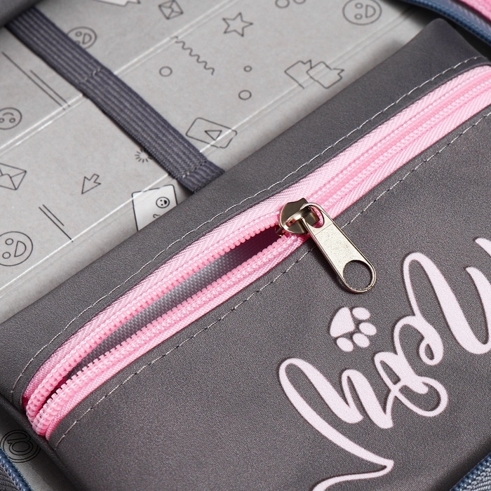 Пенал 1 секция 140 х 210 х 40 мм, откидной карман и косметичка, тканевый, Calligrata TOP Content Пенал 1 секция 140 х 210 х 40 мм, откидной карман и косметичка, тканевый, Calligrata TOP Content "Котик"