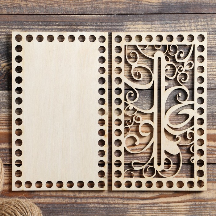 Набор заготовок для вязания Набор заготовок для вязания "Прямоугольник, ажур", донышко фанера (2 в 1), 20×12 см, d=9мм