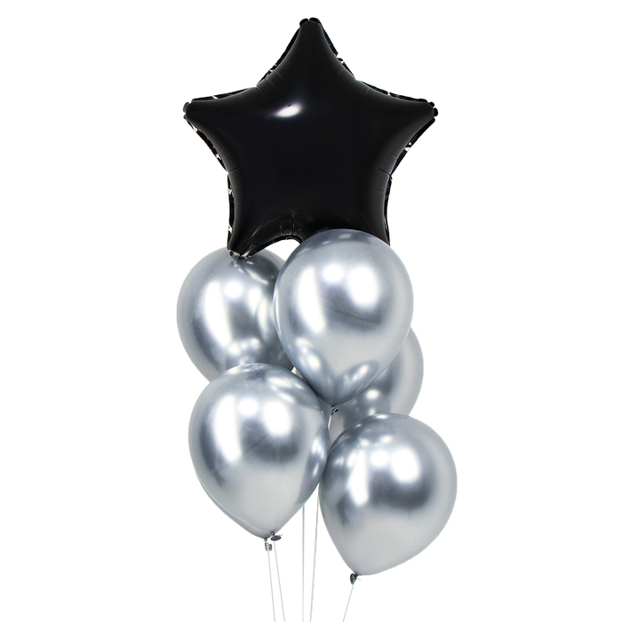 Букет из воздушных шаров «Звезда» серебро, набор 7 шт. Букет из воздушных шаров «Звезда» серебро, набор 7 шт.