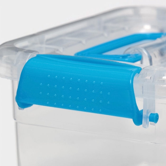 Контейнер для хранения, крышка с ручкой на защёлке, пластик, 1,35 л, 18,5×13×9,7 см, прозрачный/голубой Контейнер для хранения, крышка с ручкой на защёлке, пластик, 1,35 л, 18,5×13×9,7 см, прозрачный/голубой