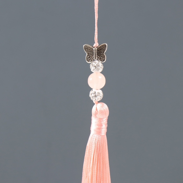 Подвеска текстиль, металл  Подвеска текстиль, металл "Бабочка" персиковая 1х1,2х16,5 см