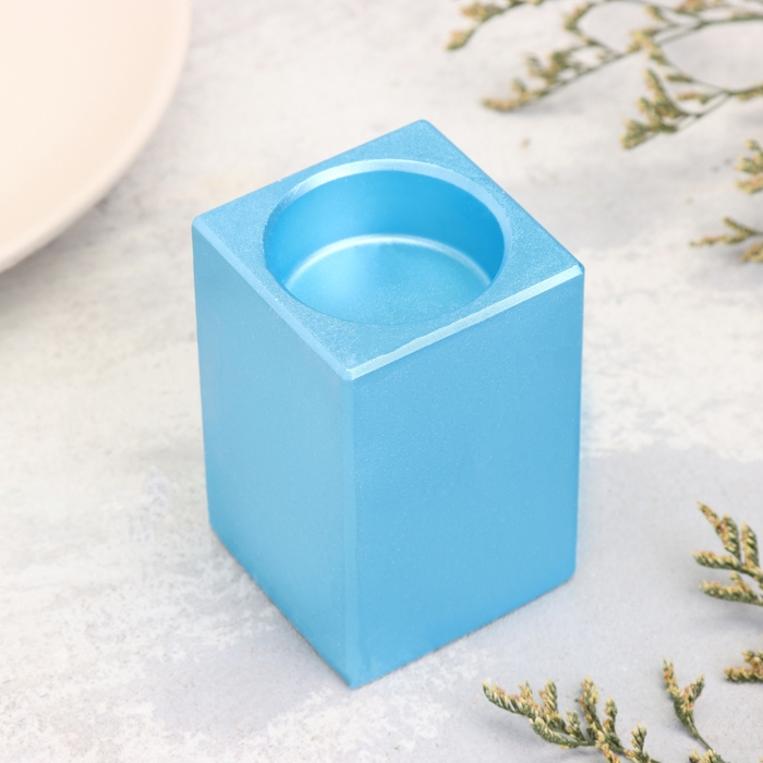 Подсвечник Подсвечник "Квадрат" из гипса, 5х8см, голубой