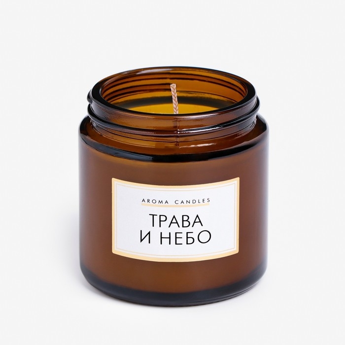 Свеча в банке ароматическая  Свеча в банке ароматическая "Трава и небо", 6,2х6,2х6,5 см, 9 часов