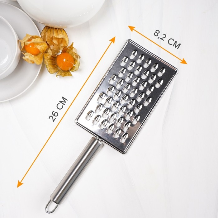 Тёрка для сыра крупная Доляна «Металлик», 14×8 см, с ручкой, цвет серебристый Тёрка для сыра крупная Доляна «Металлик», 14×8 см, с ручкой, цвет серебристый