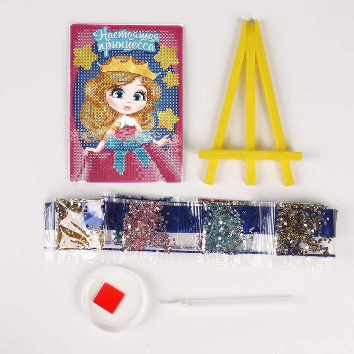 Алмазная мозаика с частичным заполнением на подставке для детей «Настоящая принцесса», 10 х 15 см