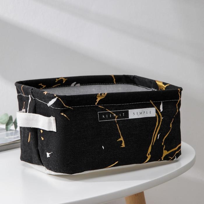 Корзина для хранения с ручками Доляна «Мрамор», 23×16×12 см, цвет чёрный Корзина для хранения с ручками Доляна «Мрамор», 23×16×12 см, цвет чёрный