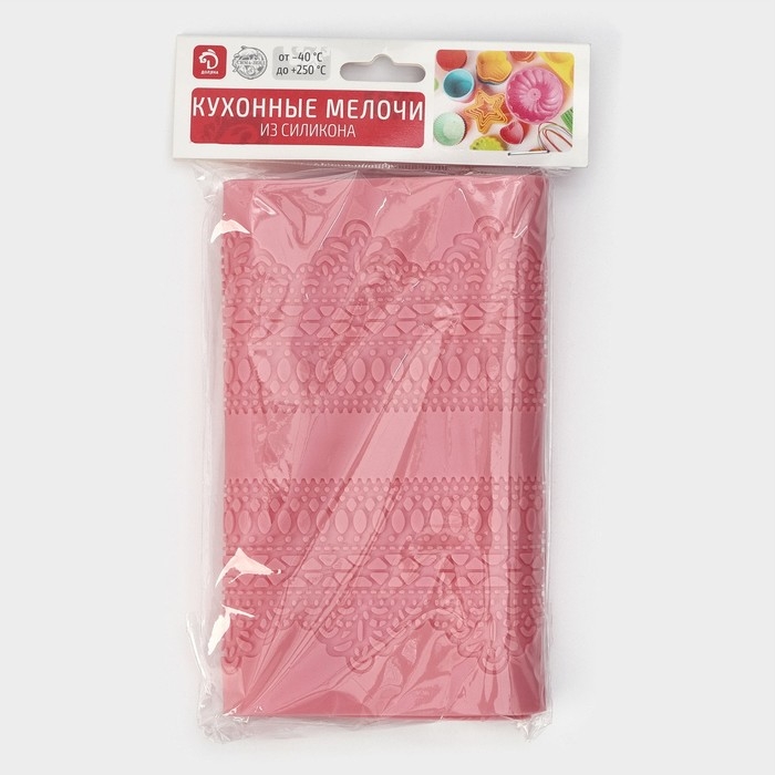 Коврик для айсинга Доляна «Кружево», силикон, 38,7×16,5 см, цвет розовый Коврик для айсинга Доляна «Кружево», силикон, 38,7×16,5 см, цвет розовый