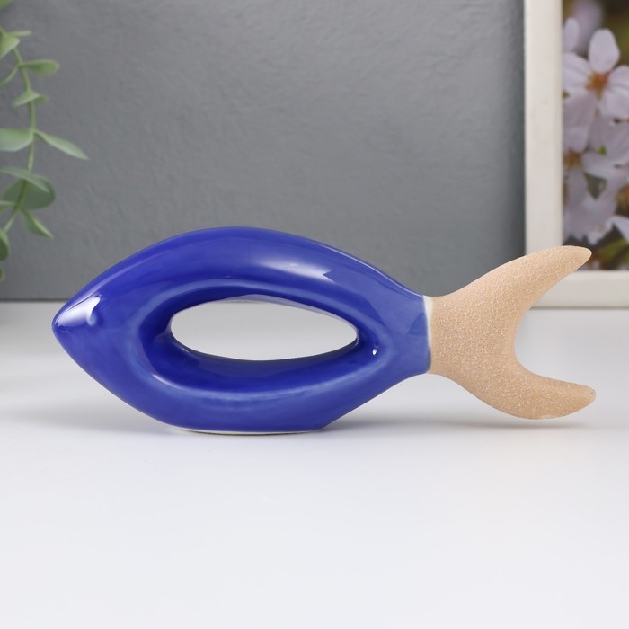 Сувенир керамика Сувенир керамика "Рыбка" песочно-синяя 17х3,8х5,8 см