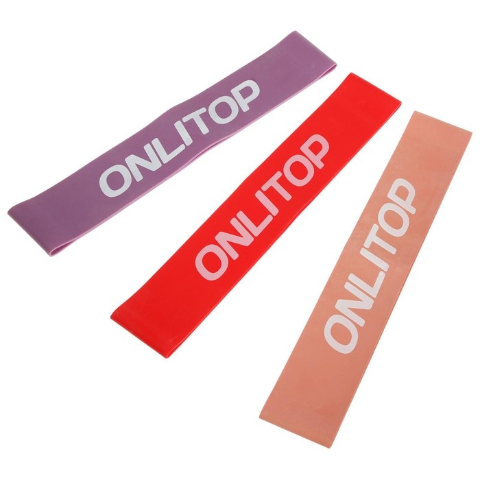 Набор фитнес-резинок ONLYTOP: нагрузка 15, 25, 35 кг, 3 шт., 30х5 см Набор фитнес-резинок ONLYTOP: нагрузка 15, 25, 35 кг, 3 шт., 30х5 см