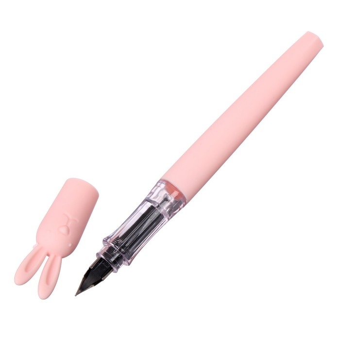 Ручка перьевая ШКОЛЬНАЯ, deVENTE  Ручка перьевая ШКОЛЬНАЯ, deVENTE "Зайка", размер пера F, 0,6 мм, с 2-мя баллончиками, чернила синие