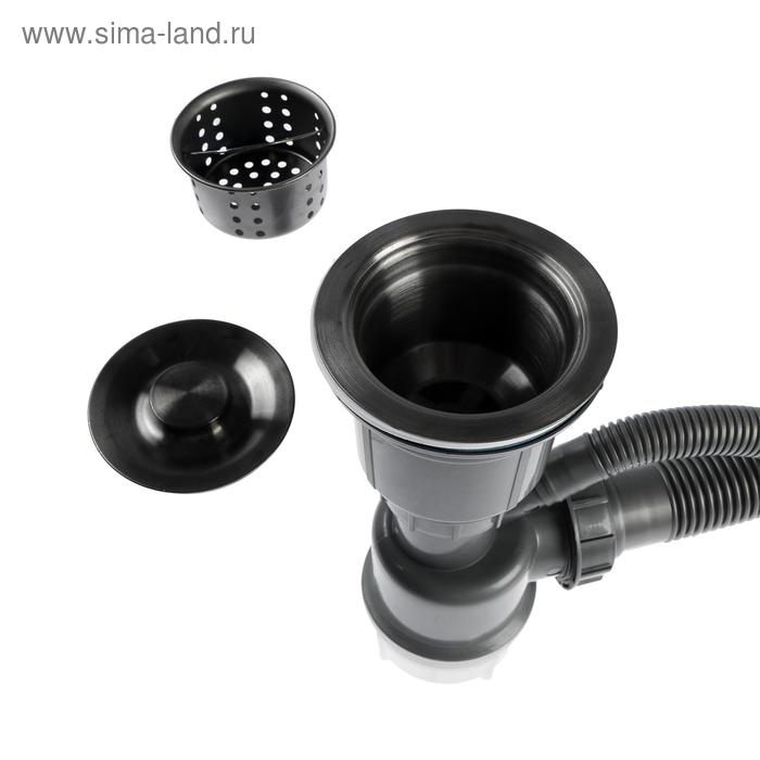 Мойка FABIA PROFI, 60х50 см, графит, врезная, S = 3,0 и 0,8 мм, сифон с переливом + корзина Мойка FABIA PROFI, 60х50 см, графит, врезная, S = 3,0 и 0,8 мм, сифон с переливом + корзина