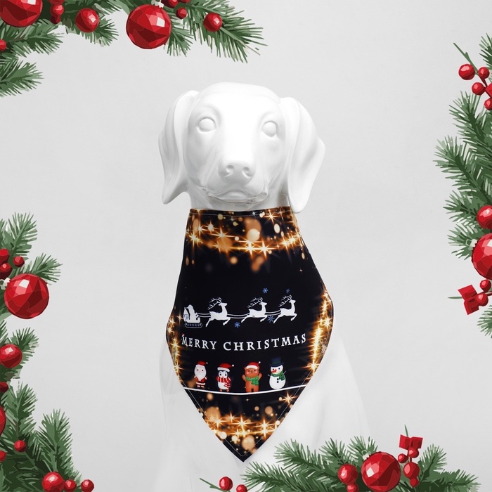 Новый год. Бандана для животных "Merry christmas", размер S (ОШ до 42 см)