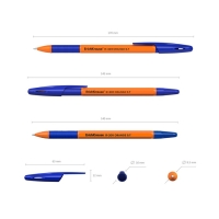 Набор ручек шариковых ErichKrause R-301 Orange Stick&Grip, 8 штук, узел 0.7 мм, цвет чернил синий, резиновый упор, корпус оранжевый