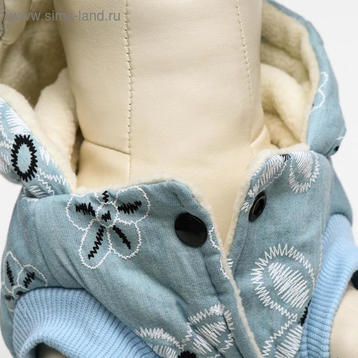 Куртка для собак с цветами, M (ДС 25 см, ОШ 26 см, ОГ 37 см), голубая Куртка для собак с цветами, M (ДС 25 см, ОШ 26 см, ОГ 37 см), голубая