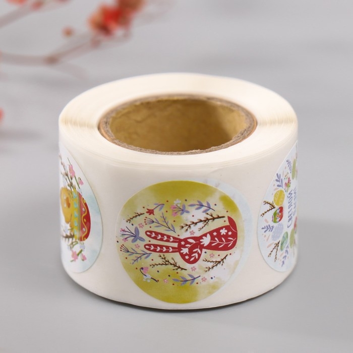 Наклейка бумага Наклейка бумага "Пасхальные" d=2,5 см 252 шт в рулоне