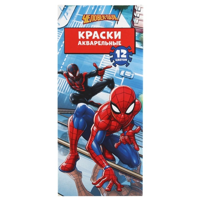 Акварель медовая «Человек-паук», 12 цветов, в картонной коробке, без кисти Акварель медовая «Человек-паук», 12 цветов, в картонной коробке, без кисти
