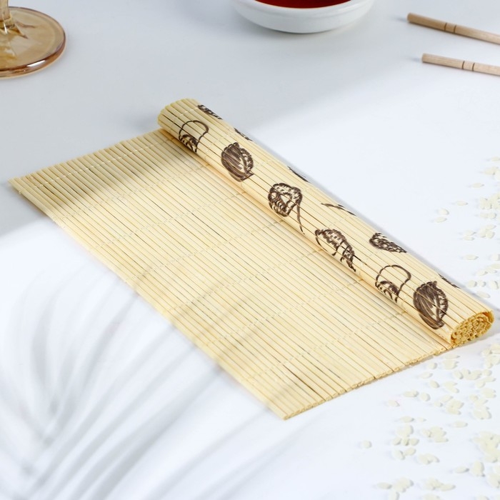 Циновка Макису для приготовления суши и роллов/коврик бамбуковый «Суши», 22 х 24 см