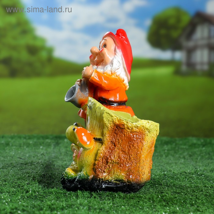 Фигурное кашпо Фигурное кашпо "Гном у пенька №2, 21х18х17 см