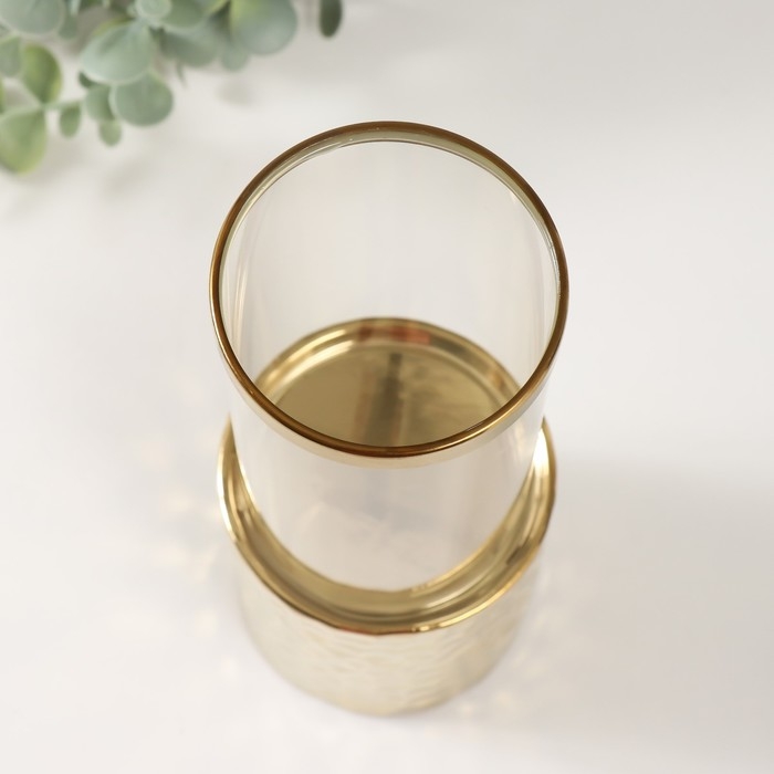 Подсвечник керамика, стекло на 1 свечу Подсвечник керамика, стекло на 1 свечу "Нуар. Цилиндр" d=7,5 см золото 9х9х24 см