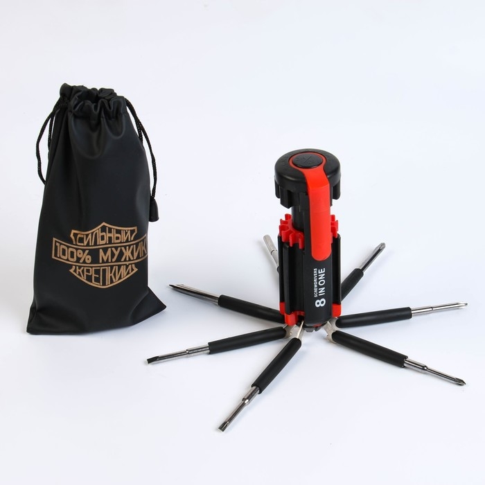 Фонарь многофункциональный, мультитул 8 в 1  Фонарь многофункциональный, мультитул 8 в 1 "100 % Мужик", 12 х 4 см, 3 ААА