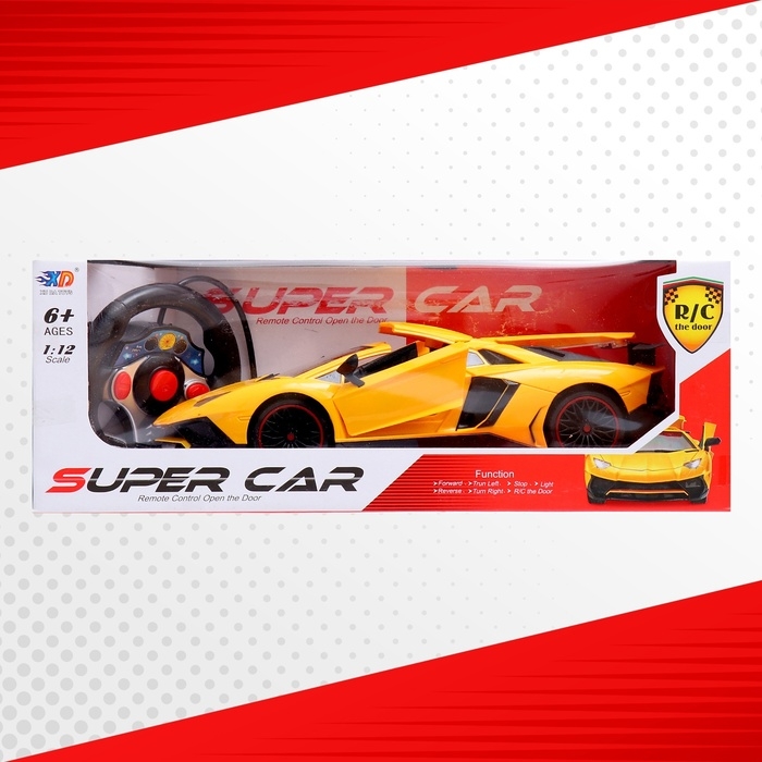 Машина радиоуправляемая «Ламбо», 1:12, открываются двери, работает от аккумулятора, цвет жёлтый Машина радиоуправляемая «Ламбо», 1:12, открываются двери, работает от аккумулятора, цвет жёлтый