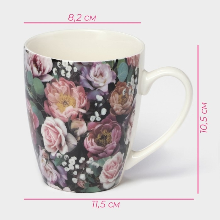 Кружка фарфоровая Доляна «Душистые розы», 350 мл Кружка фарфоровая Доляна «Душистые розы», 350 мл