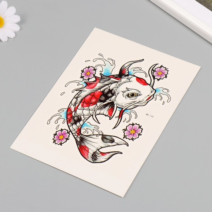 Татуировка на тело цветная Татуировка на тело цветная "Карп" 26,1х14,6 см