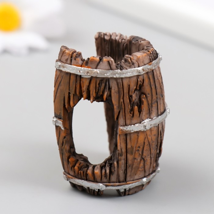 Фигурка для флорариума полистоун  Фигурка для флорариума полистоун "Разбитая бочка" 5х3,5х3 см