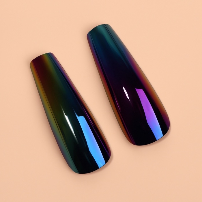 Накладные ногти &laquo;Перламутр&raquo;, 12 шт, с клеевыми пластинами, форма балерина, чёрные