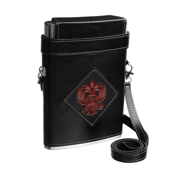 Фляжка для алкоголя и воды, 540 мл,  Фляжка для алкоголя и воды, 540 мл, "Герб", нержавеющая сталь, подарочная, армейская, 18 oz