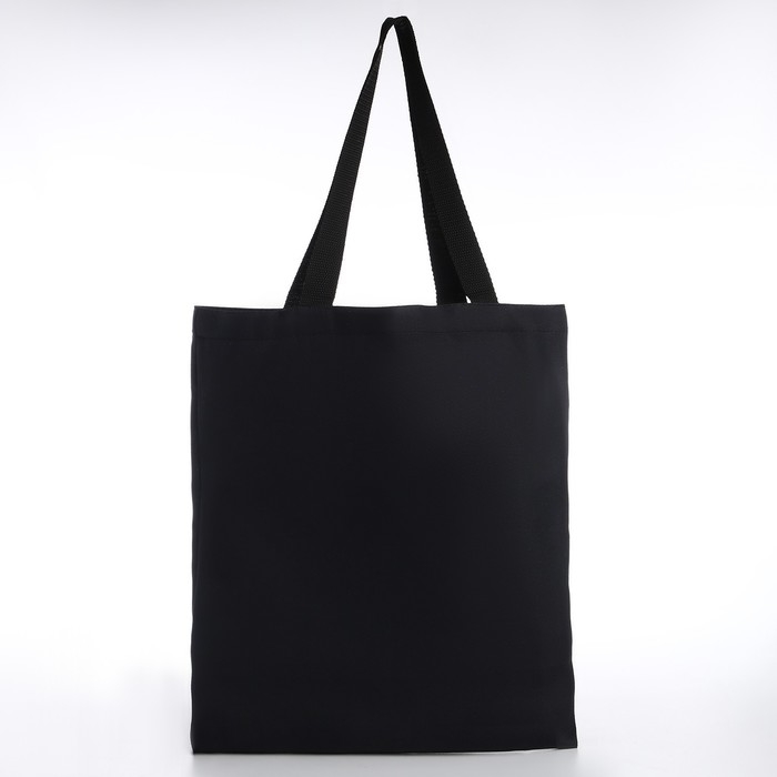 Шопер Шопер "Счастливый человек", 35х0,5х40, принт с блёстками, без подклада, чёрный