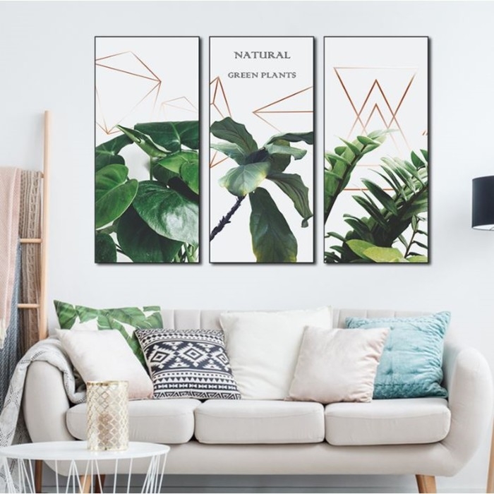 Наклейка пластик интерьерная триптих Наклейка пластик интерьерная триптих "Растения и геометрия" набор 3 листа 29,5х61 см