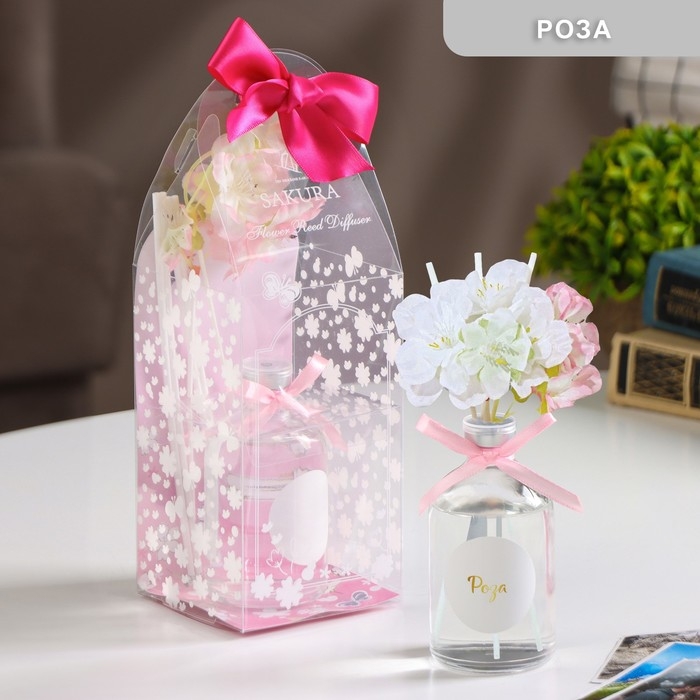 Диффузор ароматический с декором Диффузор ароматический с декором "Сакура", 100 мл, роза, "Богатство Аромата"