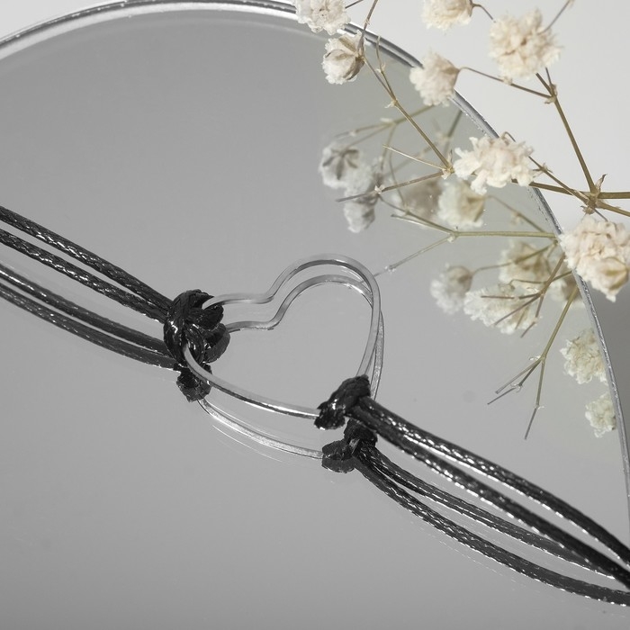 Чокер «Сердце», цвет чёрный в серебре, L= 35 см Чокер «Сердце», цвет чёрный в серебре, L= 35 см