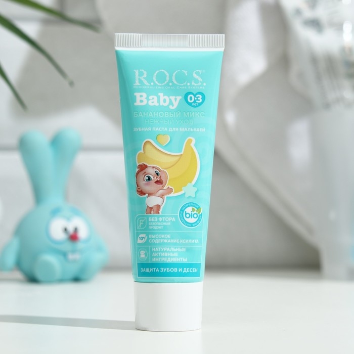 Зубная паста R.O.C.S. Baby, нежный уход, банановый микс, для малышей 0-3 лет, 45 г Зубная паста R.O.C.S. Baby, нежный уход, банановый микс, для малышей 0-3 лет, 45 г