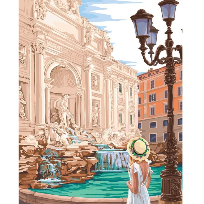 Алмазная мозаика с частичным заполнением на подрамнике «Фонтан Треви», 50 x 60 см Алмазная мозаика с частичным заполнением на подрамнике «Фонтан Треви», 50 x 60 см