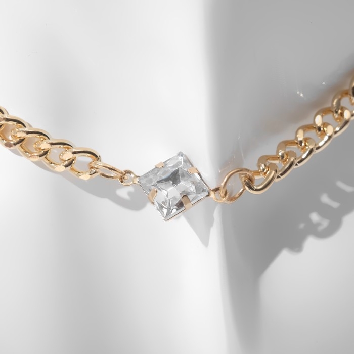 Чокер «Цепь» ромб, цвет белый в золоте, 32 см Чокер «Цепь» ромб, цвет белый в золоте, 32 см